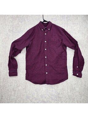 Gap Standard Fit Stretch Red & Blue Checkered Button-Down Shirt Size S